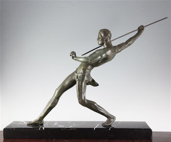 Limousin. A bronze figure of a man, The Spear Hunter, H. 21.5in.